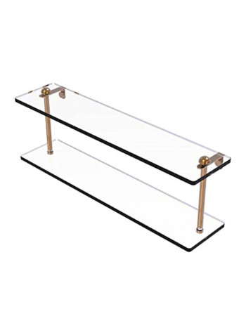 2-Tier Brass Glass Shelf Bronze/Clear 22x5inch