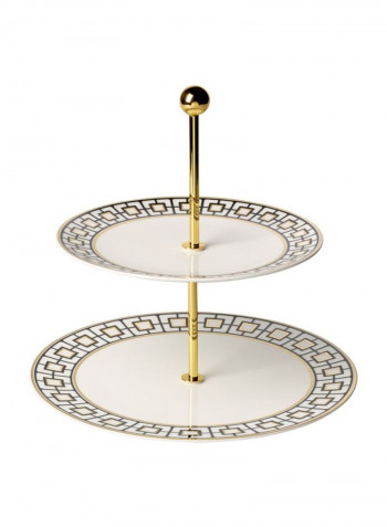 2-Layer Metrochic Serving Platter White/Black/Gold 275x275x267millimeter