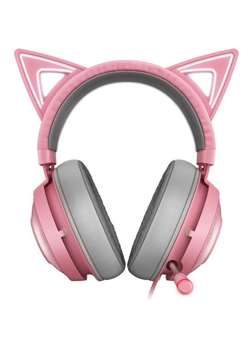 Kitty On-Ear Gaming Headphone With Microphone Pink/Grey