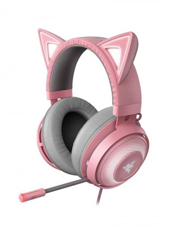 Kitty On-Ear Gaming Headphone With Microphone Pink/Grey