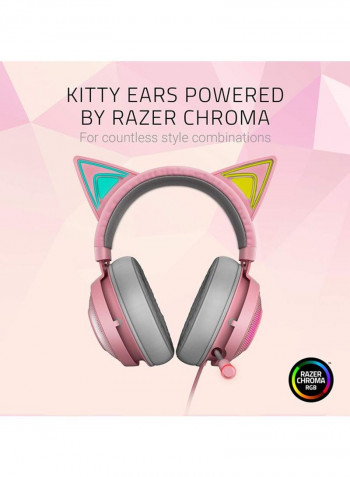 Kitty On-Ear Gaming Headphone With Microphone Pink/Grey