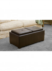 Tray Top Storage Ottoman Brown 50x95x50centimeter