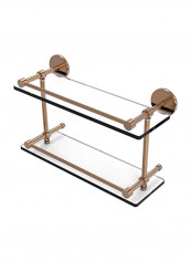 2-Tier Glass Shelf With Gallery Rail Gold/Clear 16inch