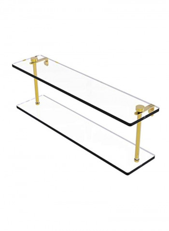 Two Tiered Glass Shelf Gold/Clear 22inch