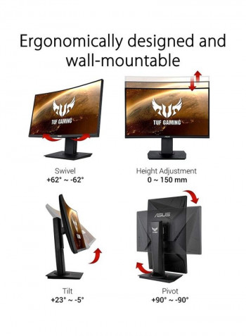 23.6-Inch TUF  VG24VQ Curved Gaming Monitor with 144Hz, Extreme Low Motion Blur, AMD FreeSync, 1ms Black