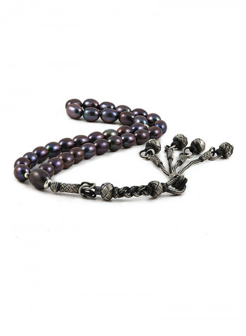 Black Pearl Prayer Beads With Sterling Silver Components