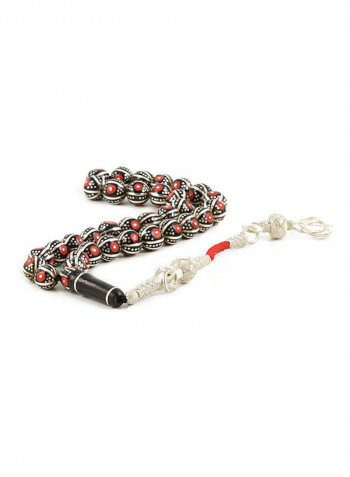 Jet Stone (Black Amber) Prayer Beads  With Sterling Silver Components