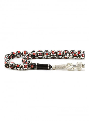 Jet Stone (Black Amber) Prayer Beads  With Sterling Silver Components