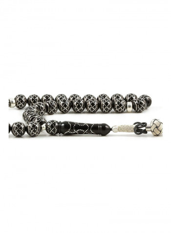 Jet Stone (Black Amber) Prayer Beads with Sterling Silver Components
