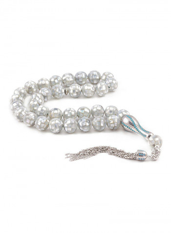 Mother Of Pearl Prayer Beads With Sterling Silver Components