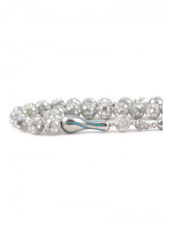 Mother Of Pearl Prayer Beads With Sterling Silver Components