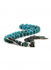 Turquoise Prayer Beads With Sterling Silver Components