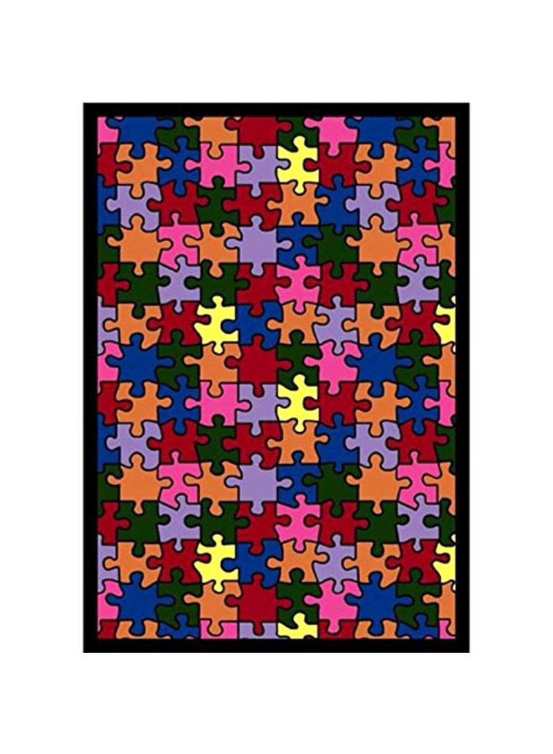 Puzzle Printed Area Rug Red/Green/Orange 46x52inch