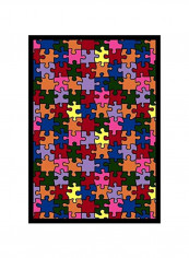 Puzzle Printed Area Rug Red/Green/Orange 46x52inch