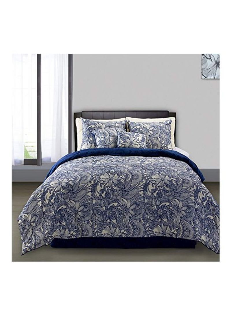 5-Piece Microfiber Comforter Set Blue Full/Queen