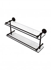 Dottingham 2-Tier Glass Shelf With Integrated Gallery Rail Clear/Black 22x5x8inch