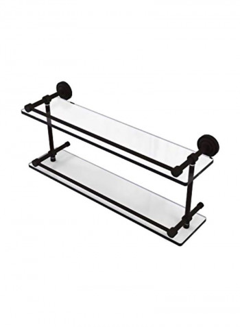 Dottingham 2-Tier Glass Shelf With Integrated Gallery Rail Clear/Black 22x5x8inch