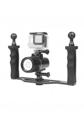 Handheld Pro Diving Flashlights Torch For GoPro/Osmo Camera Black