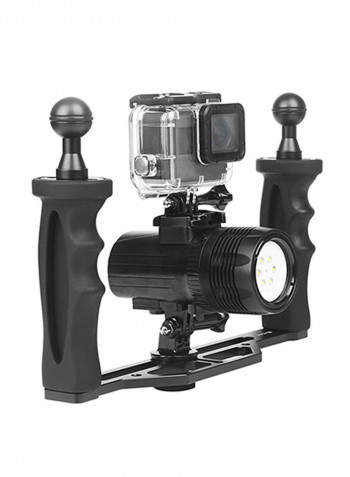Handheld Pro Diving Flashlights Torch For GoPro/Osmo Camera Black