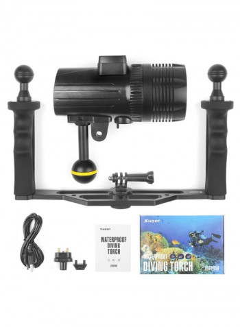 Handheld Pro Diving Flashlights Torch For GoPro/Osmo Camera Black