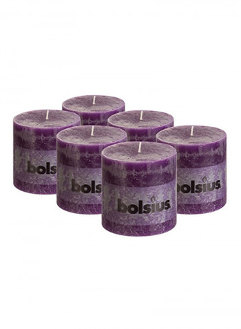 6-Piece Rustic Pillar Candle Purple