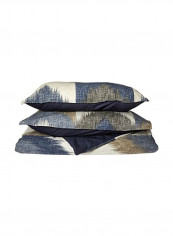3-Piece Chevron Patterned Cotton Comforter Set Navy/Taupe/Ivory