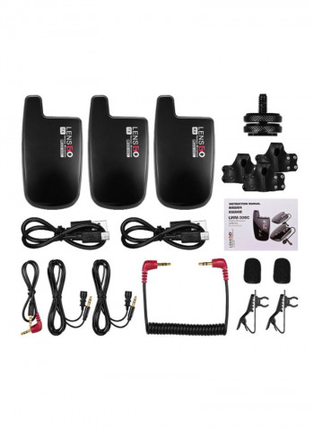 Portable Wireless Lavalier Microphone Mic Transmitter And Receiver System DD1482 Black/Red