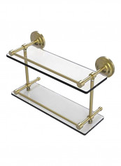 Double Gallery Rail Glass Shelf Clear/Gold 16inch