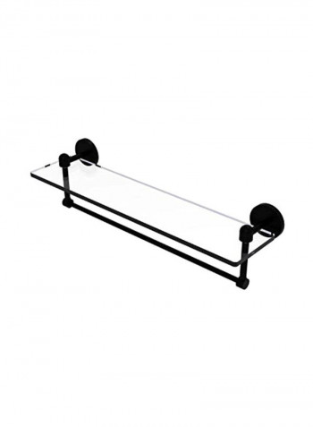 Glass Shelf With Towel Bar Clear/Black 22x5inch