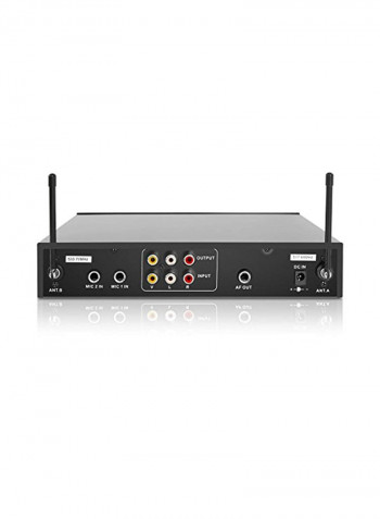 Wireless Karaoke Microphone And Portable Digital Audio Sound Mixer Receiver Set PDKWM802BU Black