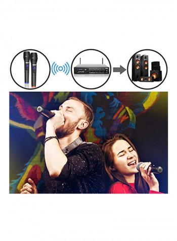 Wireless Karaoke Microphone And Portable Digital Audio Sound Mixer Receiver Set PDKWM802BU Black