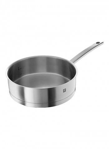 Deep Frying Pan With Lid Silver 24cm