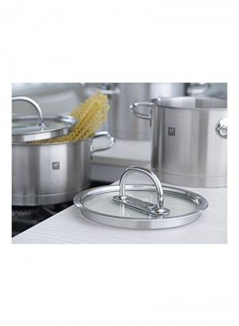 Deep Frying Pan With Lid Silver 24cm