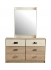Passi Dresser With Mirror Light Destina/Metalic Pearl/Clear 128x178x39.7cm