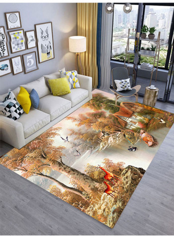 3D Maple Leaves Pattern Anti-Slip Supple Mat Multicolour 160x230centimeter