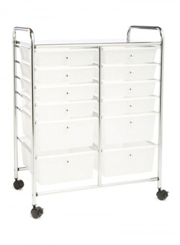 12-Drawer Storage Cart Clear/Silver/Black 15x25x32inch