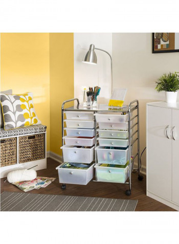 12-Drawer Storage Cart Clear/Silver/Black 15x25x32inch