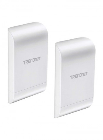 2-Piece Wireless N300 Outdoor PoE Preconfigu Point-To-Point Bridge With Accessories Silver