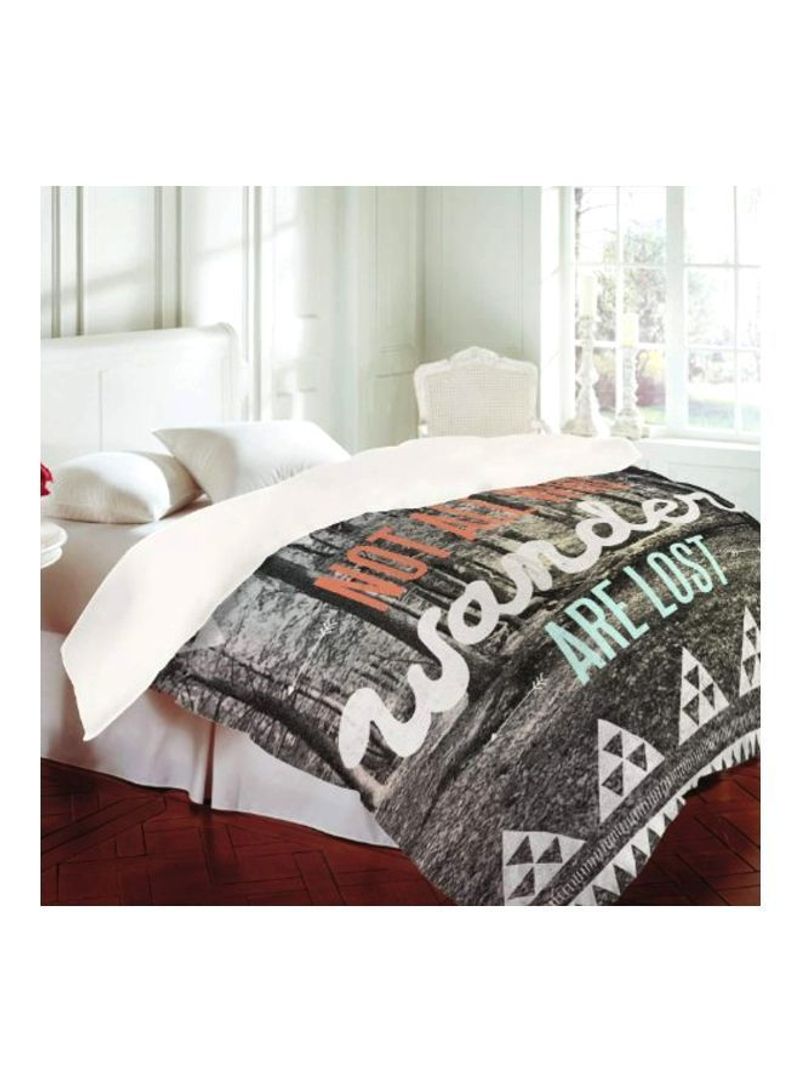 Printed Duvet Cover Polyester Grey/White/Black Queen