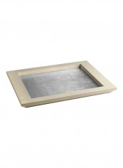 Rectangular Stripes Wooden Tray Dove Grey 43.5x24centimeter