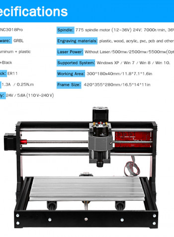 Pro GRBL Control Mini Machine Black 44.00 X 18.00 X 25.00cm