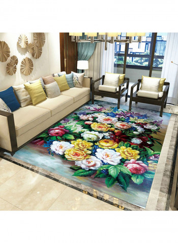 Floral Print Anti Skid Carpet Multicolour 160x230centimeter