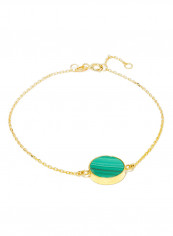 18 Karat Gold Malachite Single Stone Bracelet