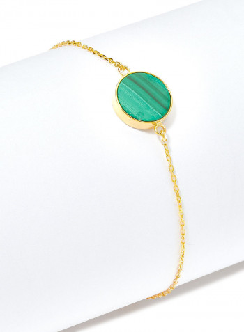 18 Karat Gold Malachite Single Stone Bracelet