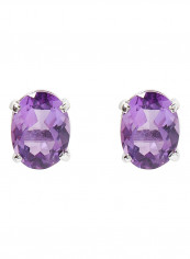18 Karat White Gold Amethyst Oval Earrings