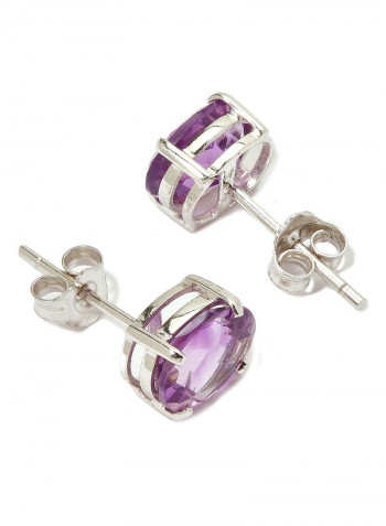 18 Karat White Gold Amethyst Oval Earrings