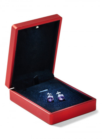 18 Karat White Gold Amethyst Oval Earrings