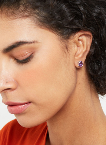 18 Karat White Gold Amethyst Oval Earrings
