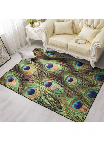 Peacock Feather Pattern Living Room Carpet Multicolour 190x230centimeter
