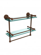 Dottingham Double Gallery Towel Bar With Glass Shelf Bronze/Clear 16inch